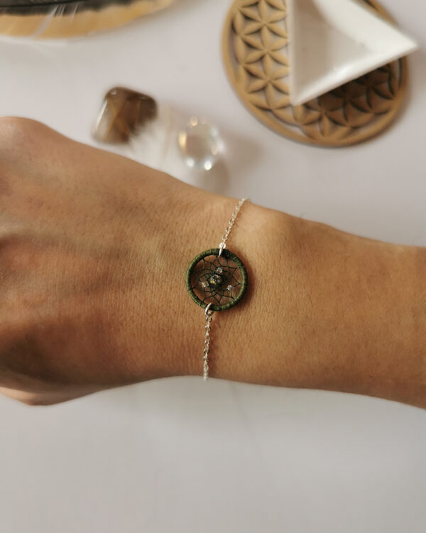 bracelet attrape rêve kaki
